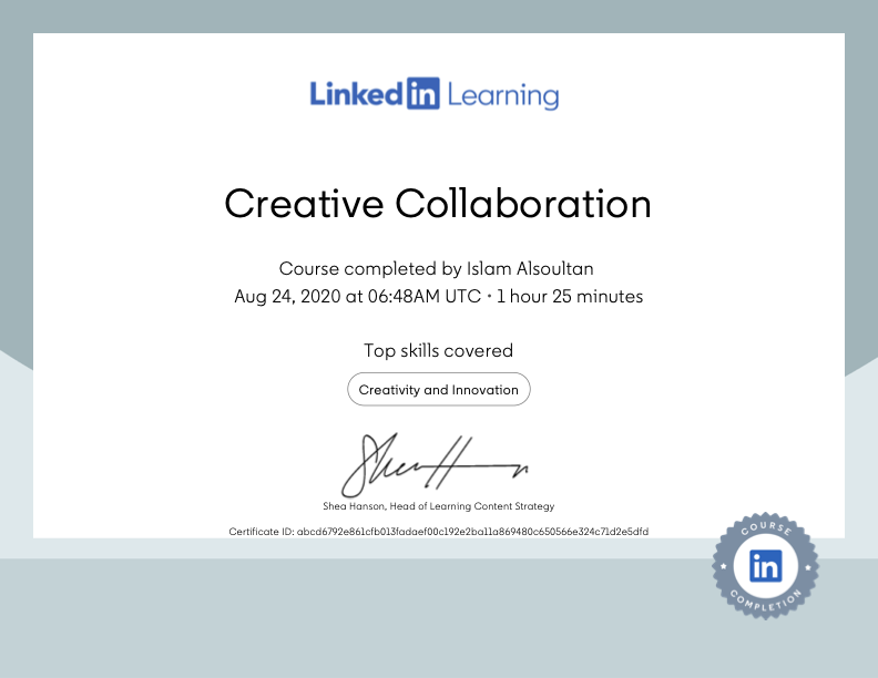 Creative Collaboration Certificate