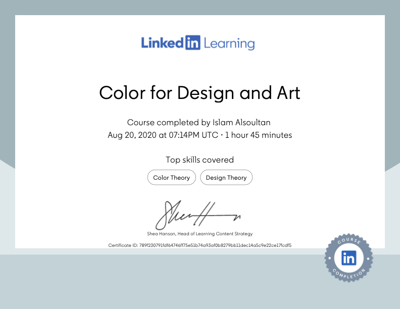 Design and Art Completion Certificate