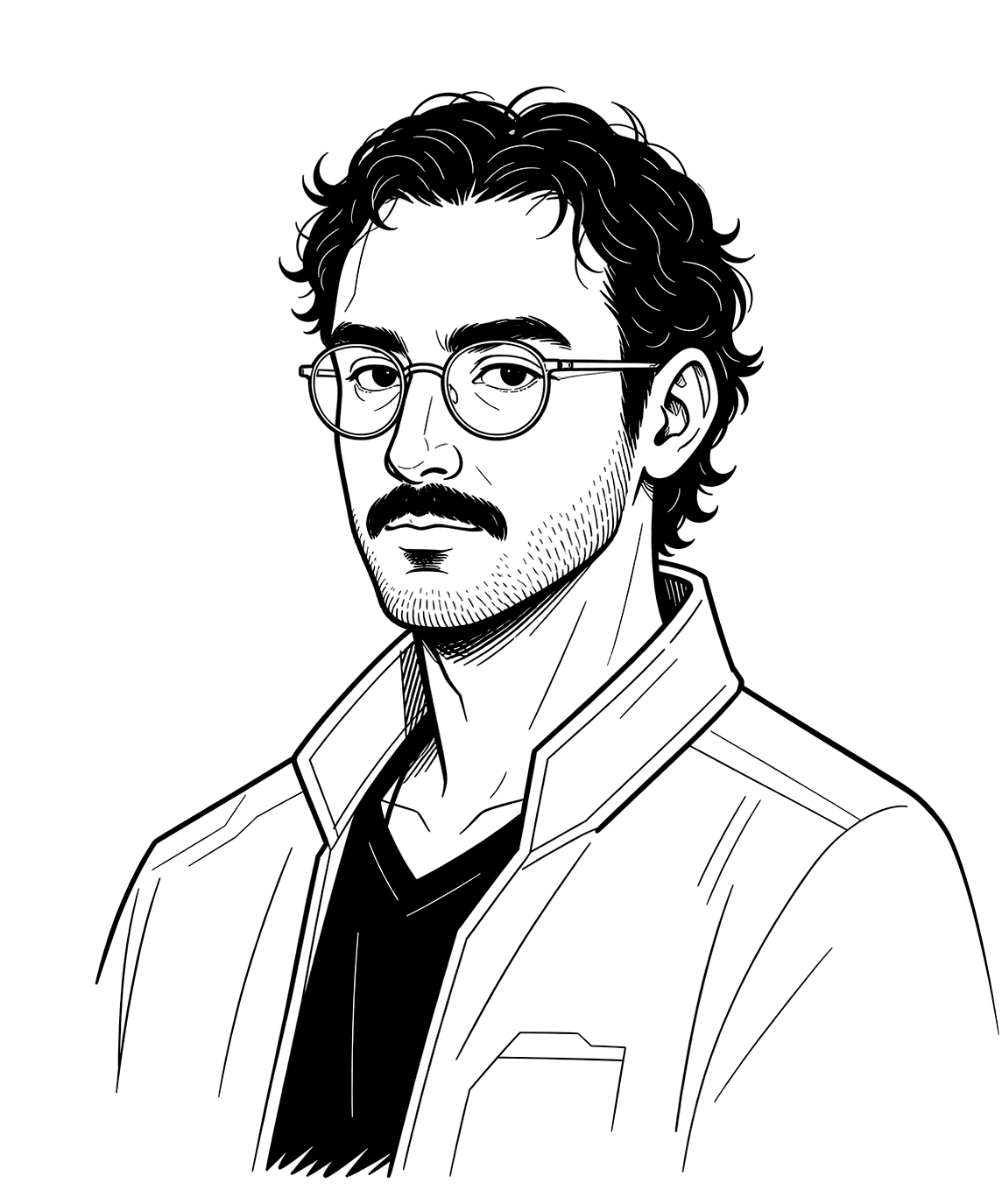 Line-art portrait of Islam Alsoultan, product designer